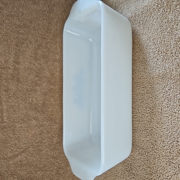 Vintage Anchor Hocking/Fire King Milk Glass Blue Cornflower Loaf Dish T13 - Picture 2 of 6